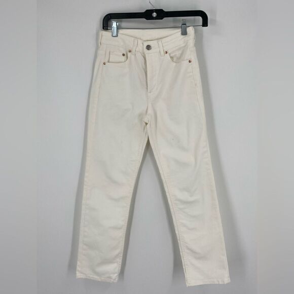 H&M Women’s High Rise Straight White Jeans size 2 - Picture 1 of 5